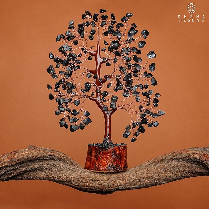 Black Obsidian Healing Crystal Tree Spiritual Gifts for Women, Handmade Home & Office Decor, Chakra Tree of Life Bring Positive Energy, Good Luck, Money, Yoga, Reiki Healing, for Dad