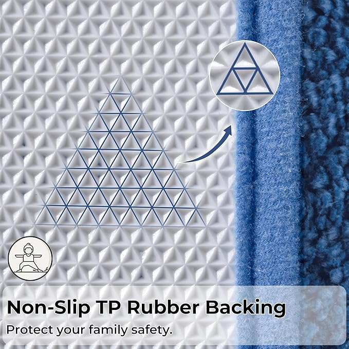 GRANNY SAYS Blue Bathroom Rugs Non Slip, 24" x 59", Large Bathroom Rugs Washable, Bath Rugs for Bath, Absorbent Bath Mats for Floor, Absorbent Shower Rug, Microfiber Bath Mat for Tub
