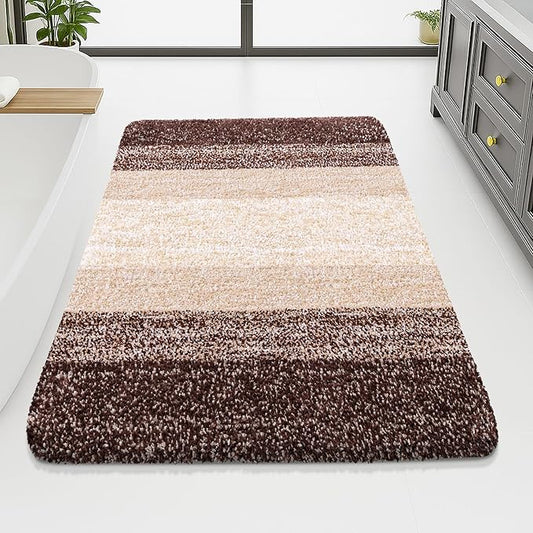 Arotive Microfiber Bathroom Rugs, Shaggy Soft and Absorbent Bath Rug, Non-Slip, Thick Plush Machine Washable Dry Bath Mats for Bathroom, Tub and Shower, 70x46, Brown