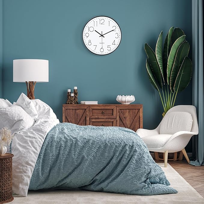 Lafocuse 12 Inch 3D Numbers Silent Black Wall Clocks Battery Operated, Analog Wall Clock for Living Room Decor, Reloj de Pared Modern Decorative Kitchen Wall Clock for Bedroom Home Office