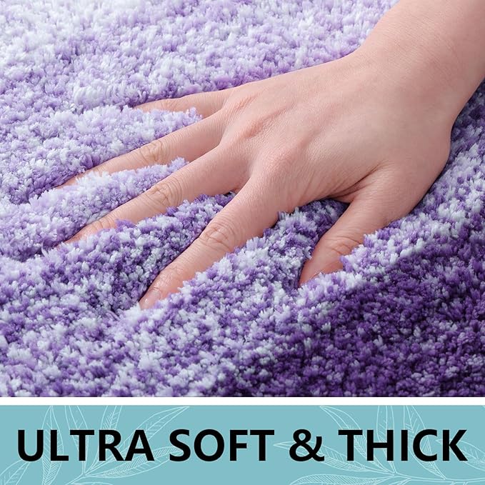 Arotive Microfiber Bathroom Rugs, Shaggy Soft and Absorbent Bath Rug, Non-Slip, Thick Plush Machine Washable Dry Bath Mats for Bathroom, Tub and Shower, 59x24, Dark Purple