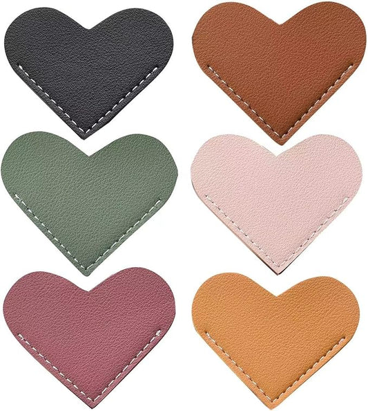 Leather Heart Bookmarks, Wayzton Corner Page Book Accessories for Women, Kids, Cute Handmade Reading Gifts