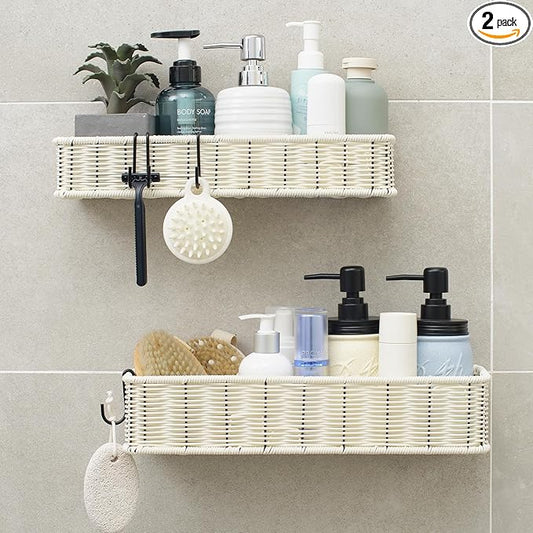 GRANNY SAYS Hanging Shower Caddy, 2 Pack Rustproof Shower Shelves, Adhesive Shelf for Bathroom Accessories, Water-proof Bathroom Shower Organizer, White