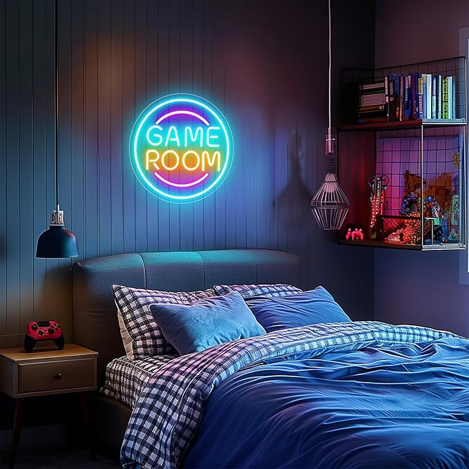 Gamer Neon Sign for Gamer Room Decor, Dimmable Gamer Room Neon Signs for Wall Decor, USB Powered Bright LED Neon Gaming Signs for Boys Room, Gamer Gifts for Teenage Boys, Kids(13.3”x13.3”)