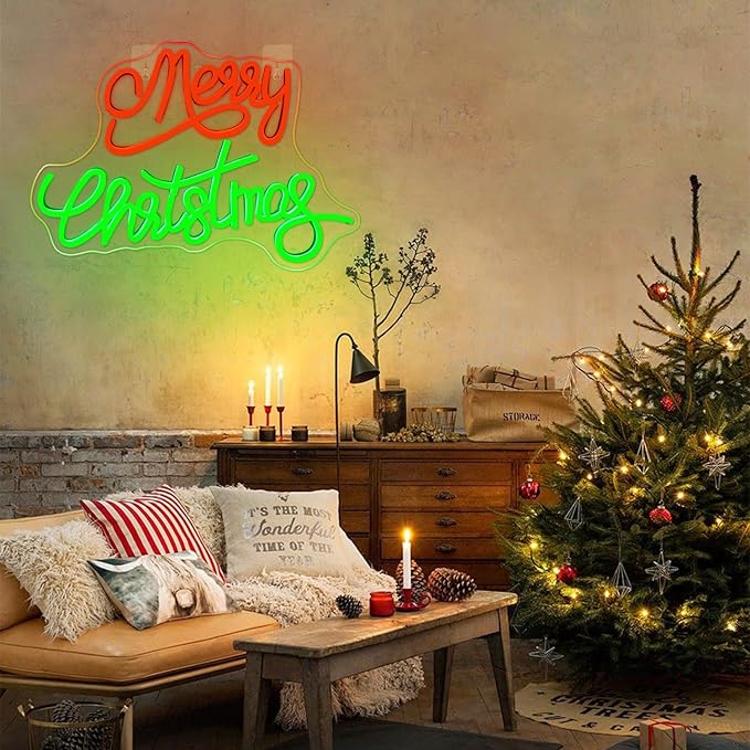 NOSUN Merry Christmas Neon Sign - Dimmable Led Signs for Wall Decor, Christmas Party, Bedroom, Window, Bar, Club, Shop - Gift Decor