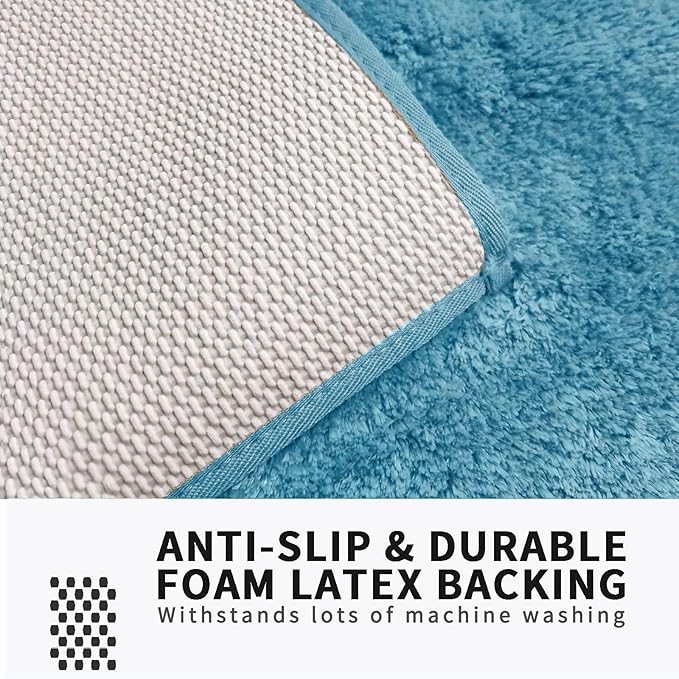 FIFU Bathroom Rugs 24" W x 36" L, Bath Mat for Bathroom, Bedroom, Laundry Room & Kitchen, Non-Slip Rubber Latex Backing, Extra Soft and Absorbent Microfiber Carpet, Machine Washable Rug, Sky Blue