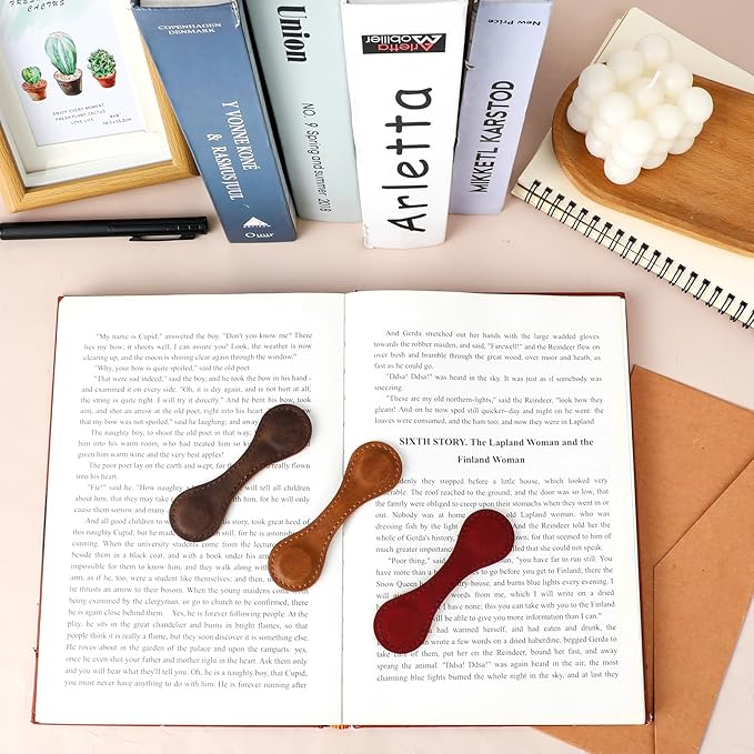 Magnetic Leather Bookmark, 3 PCS Vintage Magnetic Bookmarks for Women Men Personalized Bookmark Clips Leather Book Marks for Reading Gifts for Book Lover Readers Teachers Students