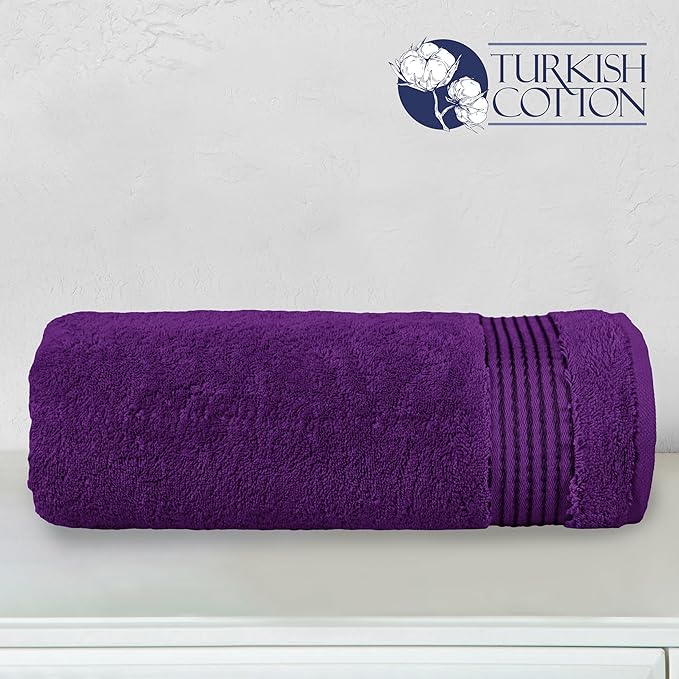 Elegant Comfort Premium Turkish Cotton 1 Piece Jumbo Bath Towel - 35 x 70 inch, Luxurious Hotel Spa Quality 100% Turkish Cotton Large Bath Towel - Highly Absorbent - Soft Bathroom Towel, Purple