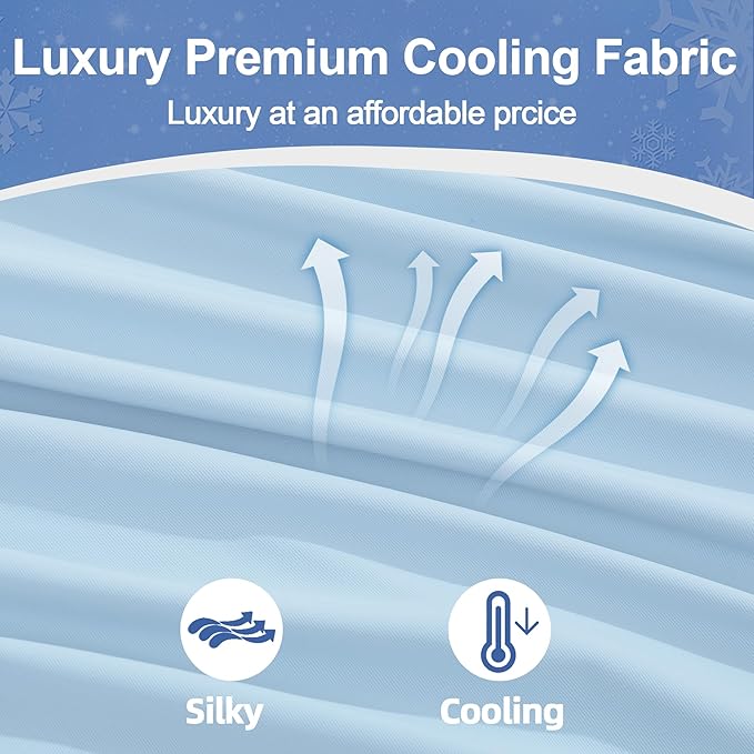 Cooling Pregnancy Pillow Cover (ONLY Pillowcase), Q-Max 0.4 U Shaped Luxurious Smooth Maternity Pillow Cover with Hidden Zip, Cool Large Pillow Protector for Side Hot Sleeper, Blue, 58x32 in