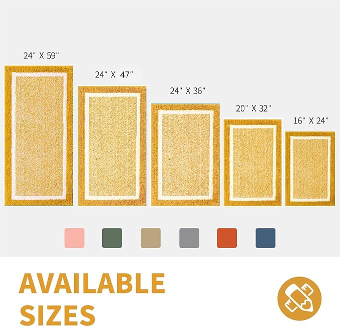 CozeCube Bath mats for Bathroom Non Slip, Fluffy Shaggy Bath Rugs for Bathroom Washable, Extra Soft and Absorbent Bath Rugs for Shower Sink, Kitchen Sink, Harvest Gold, 24" x 36"