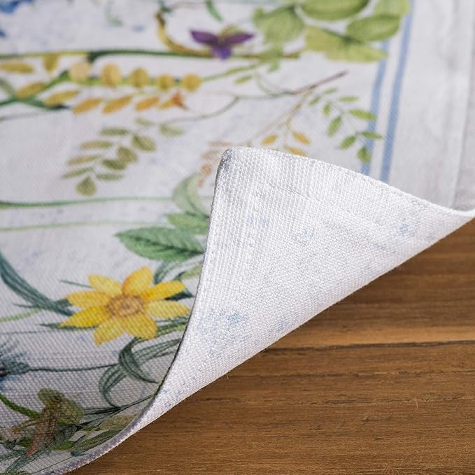 Maison d' Hermine Placemats Set of 4 100% Cotton Washable Cloth Place Mats, Reusable Table Mats for Kitchen Dining Decoration, Party, Wedding, Restaurant Spring/Summer (Fleurs De Mai, 13" x 19")