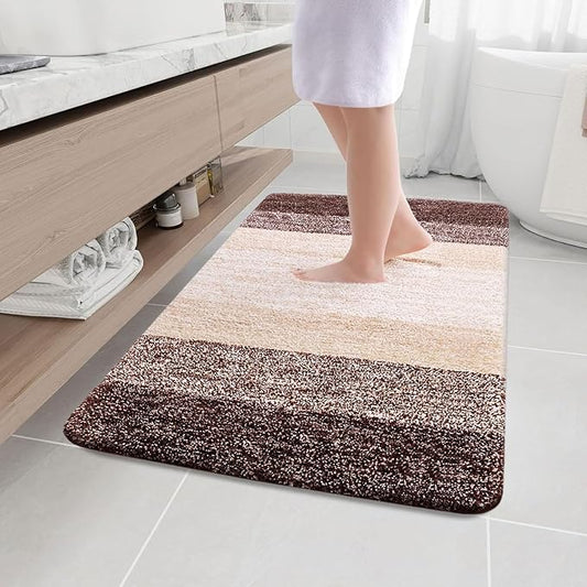 Arotive Microfiber Bathroom Rugs, Shaggy Soft and Absorbent Bath Rug, Non-Slip, Thick Plush Machine Washable Dry Bath Mats for Bathroom, Tub and Shower, 47x32, Brown
