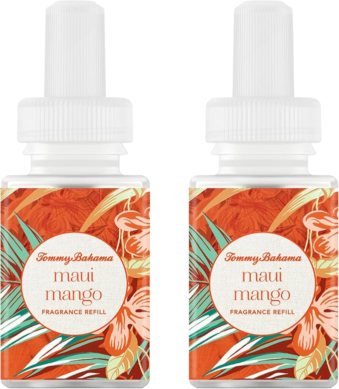Pura & Tommy Bahama Home Scent Refill - Smart Home Air Diffuser - Up to 120-Hours of Premium Fragrance per Refill - Household Essential - Diffuser Fragrance - 2 Pack, Maui Mango