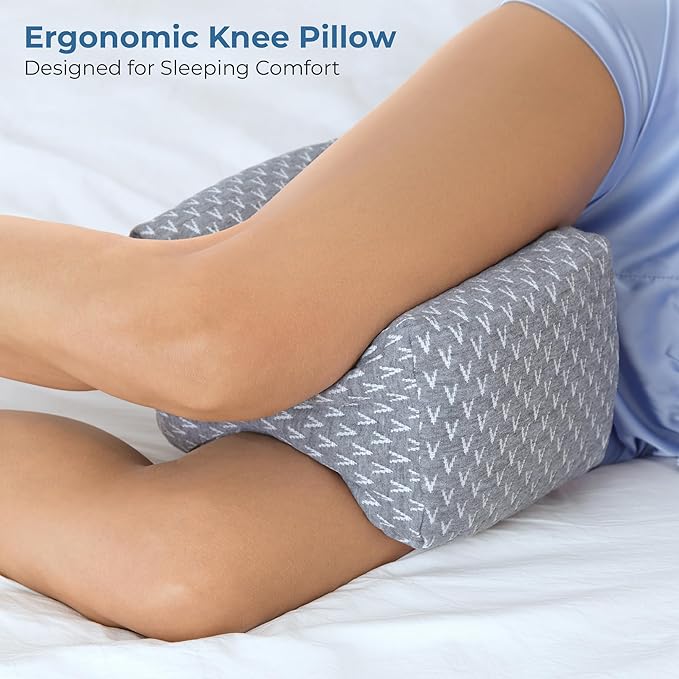 5 STARS UNITED Knee Pillow for Side Sleepers - Memory Foam Leg Pillow for Side Sleeping - Between Legs Pillow for Hip and Lower Back Pain - Sciatica Pain Relief
