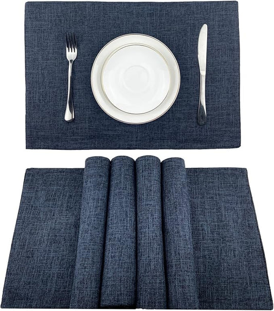Weabetfu Cloth Placemats Set of 4 Heat Resistant Dining Table Placemmats Cotton Linen Machine Washable Kitchen Table Mats Wrinkle Free Thick Fabric Place Mats,Easy to Clean,13×19inch