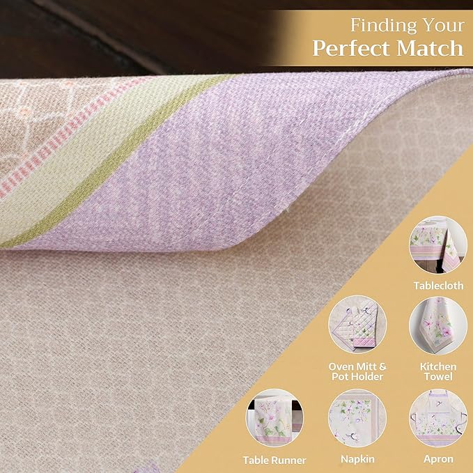 Maison d' Hermine Placemats Set of 4 100% Cotton Washable Cloth Place Mats, Reusable Table Mats for Kitchen Dining Decoration, Party, Wedding, Restaurant Spring/Summer (Magnolia Mornings, 13" x 19")