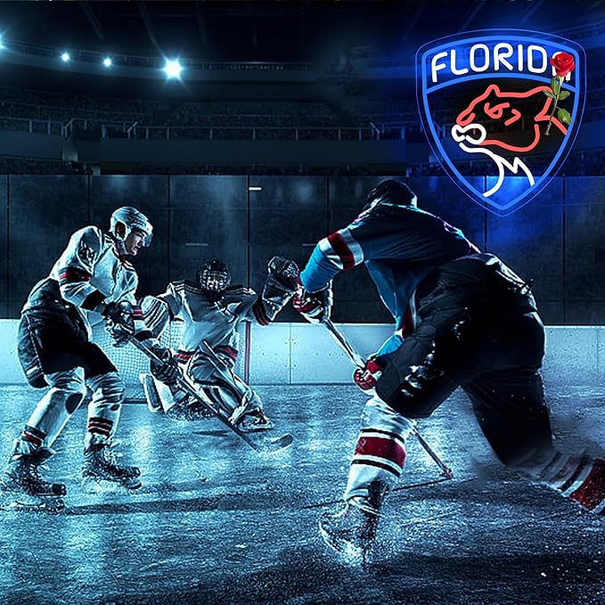 Ice Hockey Neon Sign Wall Decor Sports Neon Sign for Man Cave Hockey Player LED Light for Garage Decor Dormitory Bar Club Shop Wall Great Birthday Gift for Sports Fans(ZKXD320)