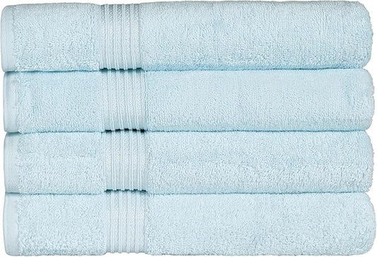 Superior Egyptian Cotton 4-Piece Bath Towel Set for Shower, Bath, Spa, Resort, Hotel, Soft Body Towels, Airbnb Essentials, Apartment, Dorm, Quick Dry, Absorbent, Bathroom Basics, Light Blue