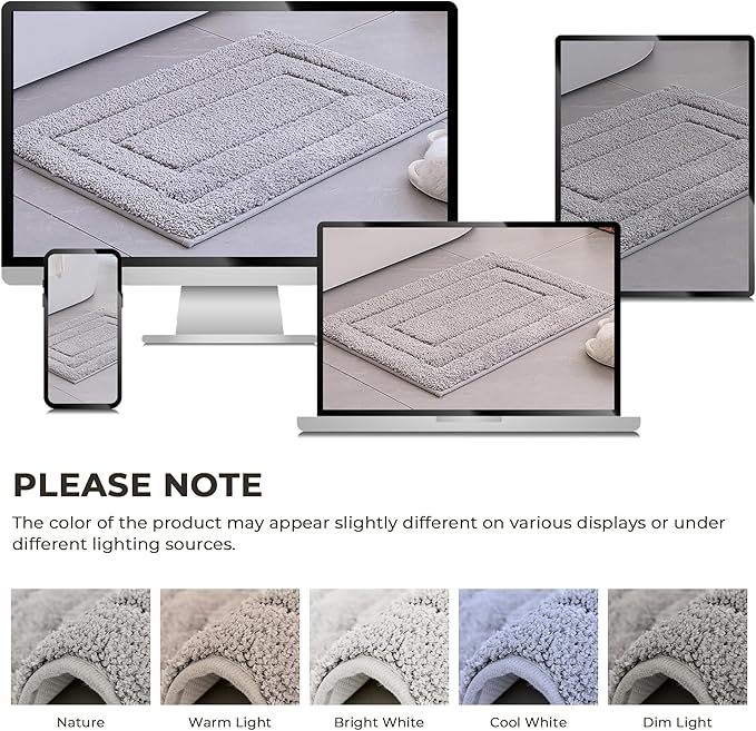 GRANNY SAYS Gray Bathroom Rugs, Bath Mats for Bathroom Non-Slip, Super Soft and Water Absorbent, Microfiber Bath Rugs, Machine Wash Dry, Bath Rugs for Floor, Tub and Shower, 32" x 20"