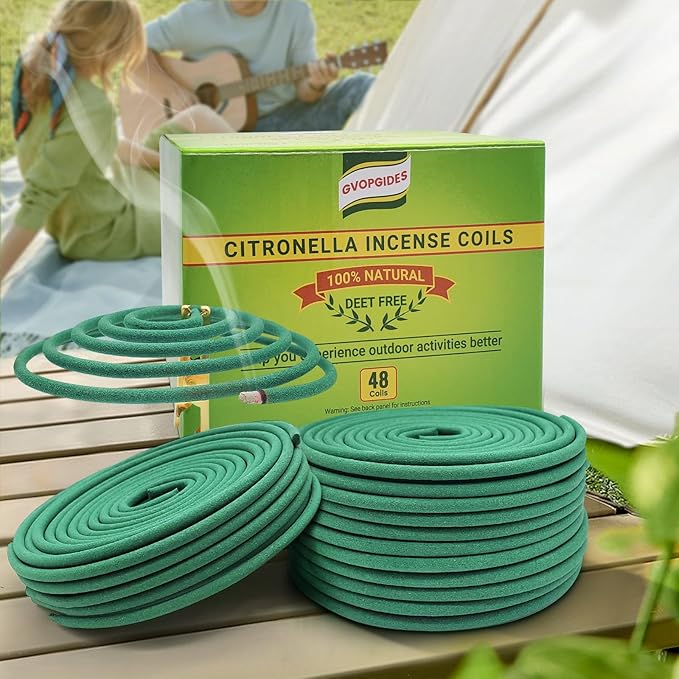 Citronella Incense coils, Made from Natural Plants, Suitable for Outdoor, Living Room, Terrace use (48 coils and Coil Holders)