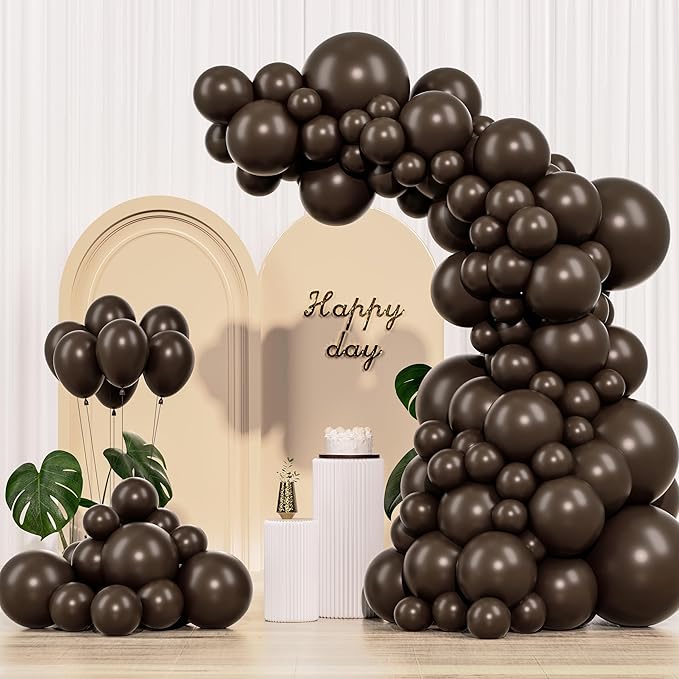 Dark Brown Balloons 145pcs Different Sizes 18 12 10 5 Inch Boho Brown Garland Arch Kit Latex Balloon for Birthday Party Graduation Wedding Anniversary Baby Shower Decoration
