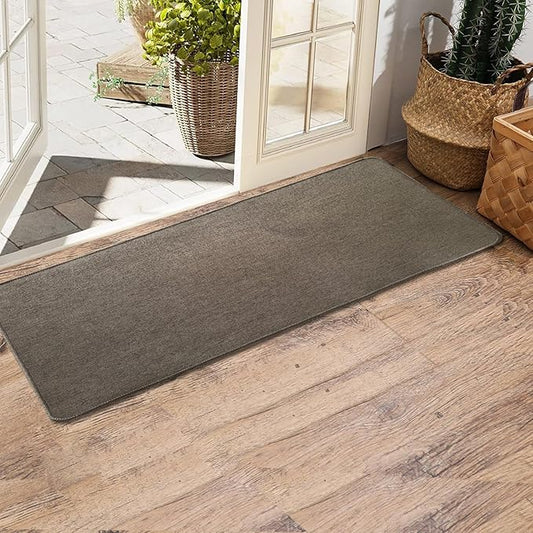 Yancorp 17"x48" Ultra Thin Long Bathroom Rugs,Low Profile Long Bath Mat Non Slip Fit Under Door Absorbent Washable Indoor Door Mat Shower Sink