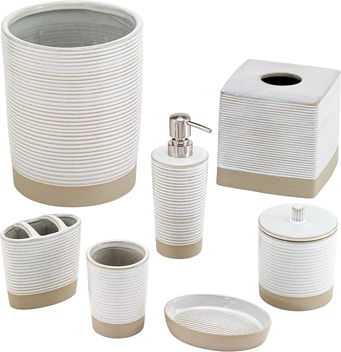 Avanti Linens - Covered Jar, Guest Bathroom Essentials, Modern Home Decor (Drift Collection)
