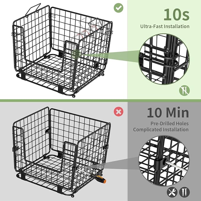 Wire Storage Basket for Kitchen Pantry: GGIU Stackable Kitchen Counter Organizers - Wire Organizing Bin for Produce Vegetable Potato and Onion Black