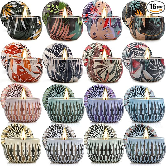 16 Pack Citronella Candles Outdoor, Scented Citronella Candles Set with Fresh Citronella Oil and Natural Soy Wax for Camping, Garden, Patio, Yard, Balcony