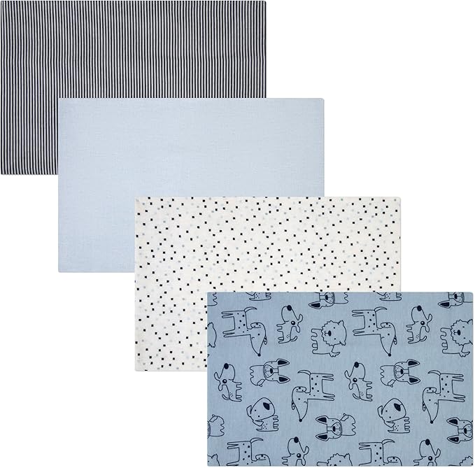 4-Pack Unisex Baby Cotton Flannel Receiving Blankets, One Size Newborn Swaddle Blankets (30 x 30)