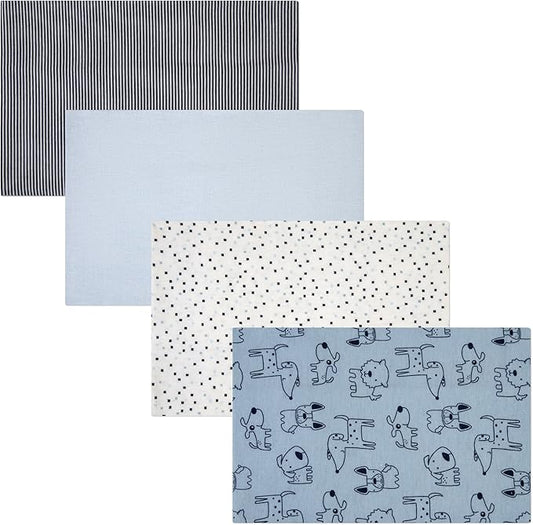 4-Pack Unisex Baby Cotton Flannel Receiving Blankets, One Size Newborn Swaddle Blankets (30 x 30)