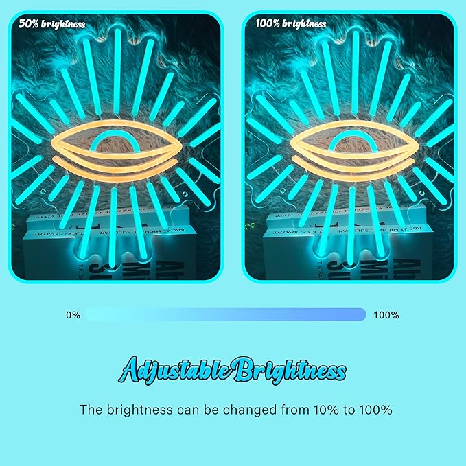 Evil Eyes Neon Signs for Wall Decor, Dimming LED Blue Goth Eyes Neon Signs, USB Neon Wall Signs for Game Room Bedroom Man Cave Kids Room Party Christmas Gift(11.8x13in)