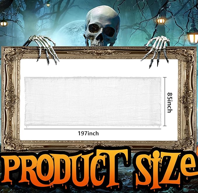 RunNico 197" x 85" Halloween Creepy Cloth - Halloween Spooky Fabric Cloth - Scary Gauze Blood Creepy Cloth for Haunted House Halloween Party Yard Wall Doorway Outdoors Decoration