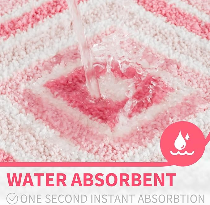 GRANNY SAYS Bathroom Rugs Non Slip, 20" x 32", Absorbent Bath Rugs for Bathroom Washable, Bath Mats for Floor, Bath Rugs for Shower, Microfiber Bath Mat for Tub, Pink