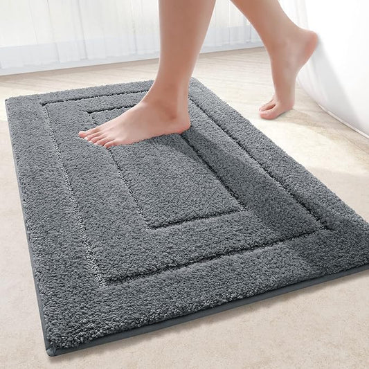 Buganda Bathroom Rugs, 30" x 20", Soft and Absorbent Microfiber Bath Rugs, Non-Slip Shaggy Shower Carpet, Machine Wash Dry Bath Mats for Bathroom Floor, Tub and Shower, Dark Grey