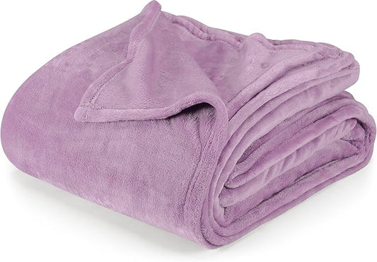 Utopia Bedding Lilac Fleece Blanket King Size Lightweight Fuzzy Soft Anti-Static Microfiber Bed Blanket (90x102 Inch)