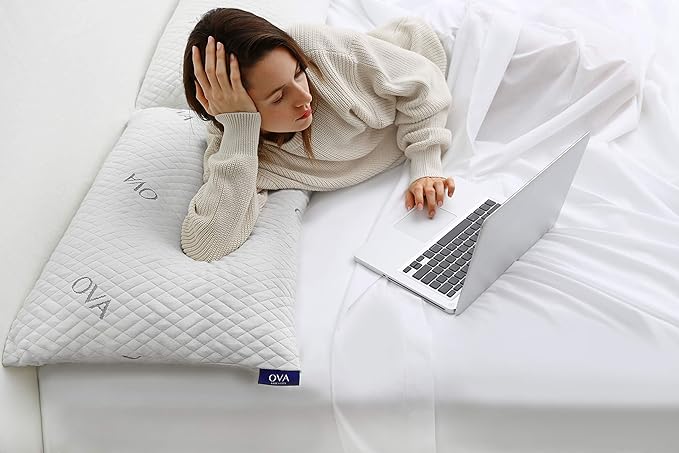 OVA - Queen Size Tri-Blend Memory Foam Hypoallergenic Pillow, Cooling Cover, Firm or Soft Customizable. Machine Washable, 100% Made in The U.S.A. 60 Day Risk Free Trial! (1 Pack, Queen)