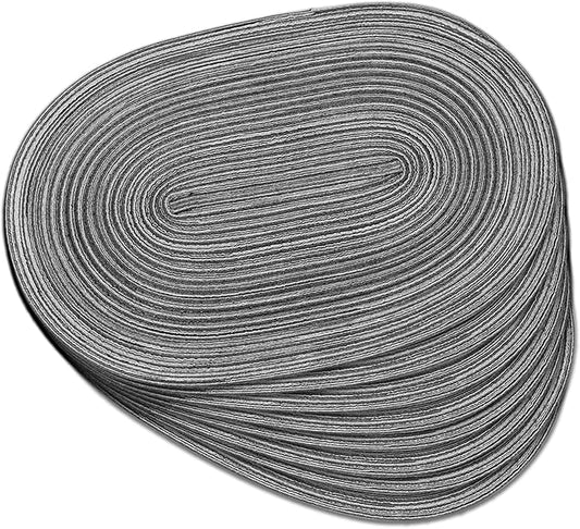 Noctiflorous Oval Braided Placemats Set of 8 Woven 12x18 Inch Non Slip Washable Heat Resistant Place Mats Tablemats for Dining Kitchen Party Daily Table Decor Dinner Mats (Black Gray, 8)