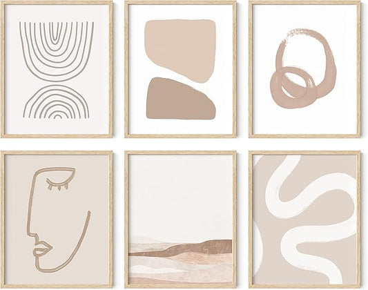 HAUS AND HUES Cream Gallery Wall Set of 6-16x20 Framed Beige