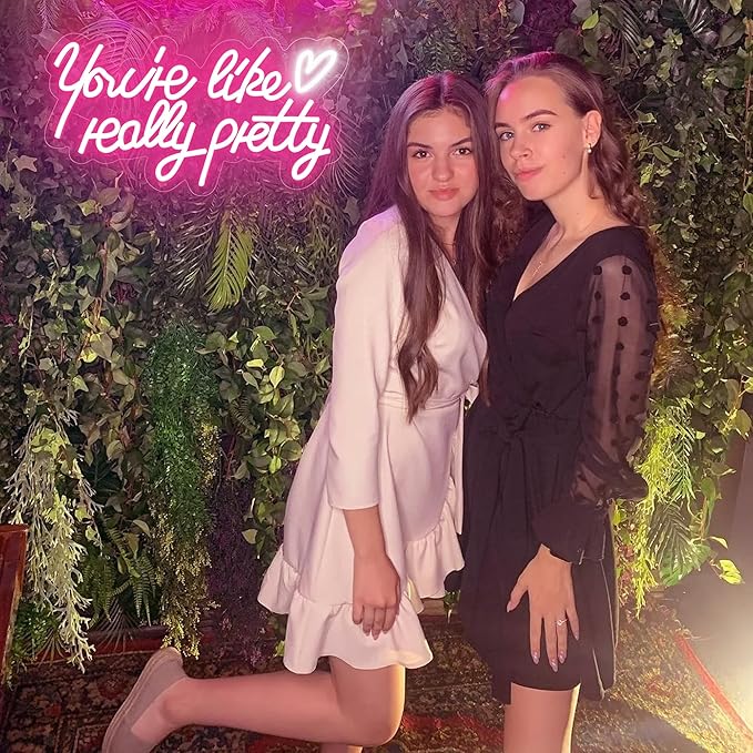 You're Like Really Pretty Neon Signs for Wall Decor,Aesthetic Pink Led Neon Light for Bedroom,Beauty Salon,Bar,Party & Gift,Pink Dimmable Led Light Sign for Girls & Women