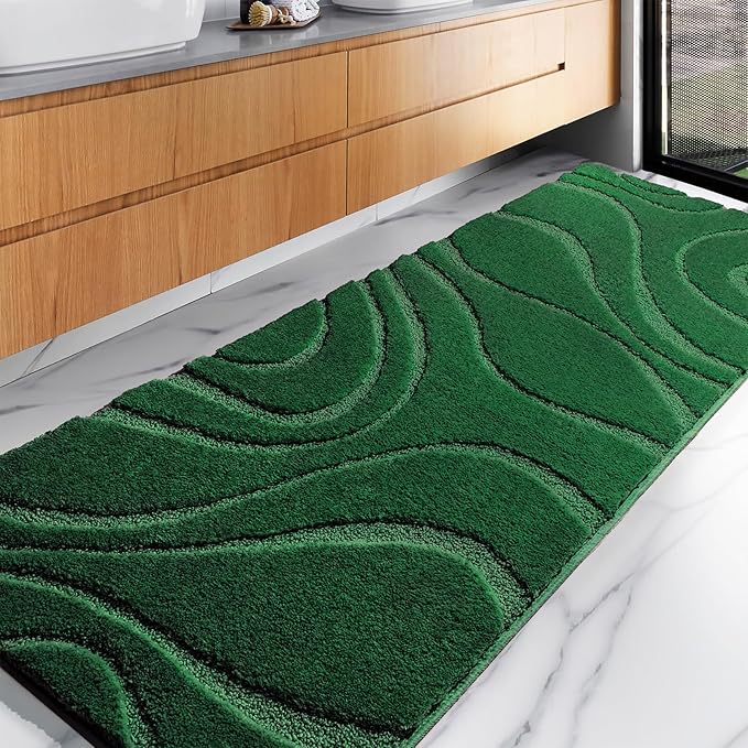 DEXDE Bathroom Rugs Runner 24 x 72 Inch,Extra Long Bathroom Rug Non-Slip,Machine Washable Bath Mats Rug,Green Soft Carpets for Floor, Tub and Shower