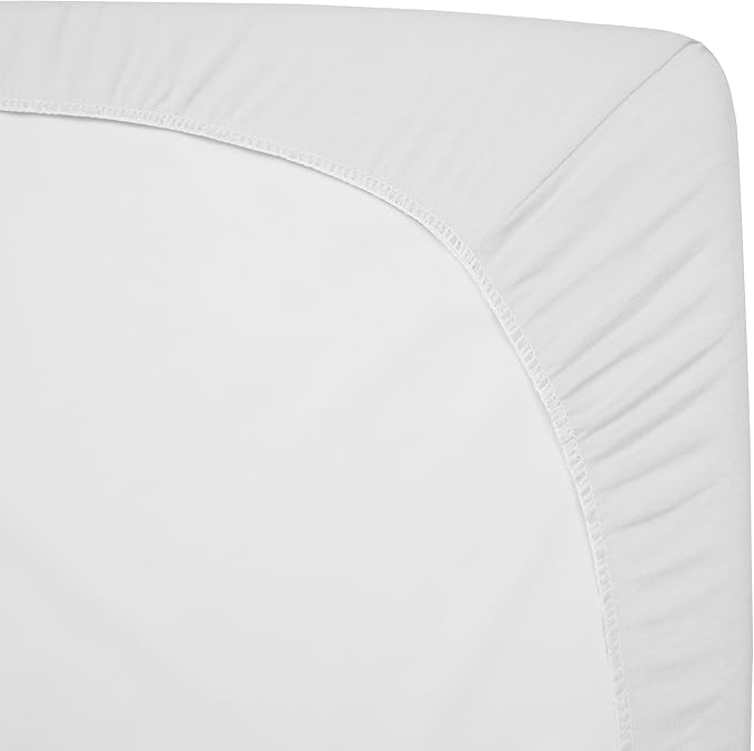 TL Care 100% Natural Cotton Jersey Knit 18" x 36" Cradle/Bassinet Sheet - Fitted, White, Soft Breathable, for Boys and Girls