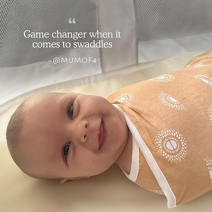 aden + anais Easy Swaddle Wrap, Newborn Wearable Swaddle Blanket, Adjustable Fasteners, 100% Cotton, 3 Pack, 0-3 Months, Desert Sun