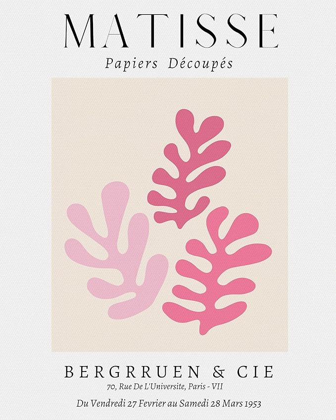 Matisse Art wall Décor Set of 3,Unframed sage Pink wall art,Truly Quality Canvas Prints for 11x14in,Art poster decoration for kitchen, bathroom,living room,bedroom