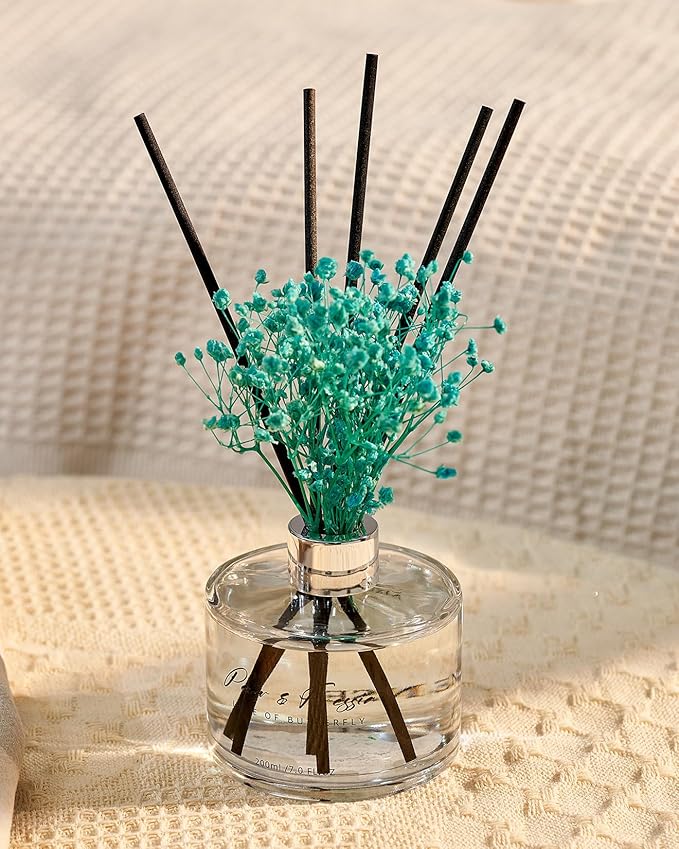 M&SENSE Reed Diffuser Set with 7 Sticks | 7.0oz Fresh Lemon & Freesia & Magnolia Scent, Long Lasting Floral Fragrance, Home Diffuser with Baby's Breath Flower Gifts for Friends Teachers & Mothers Day