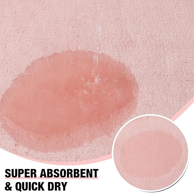 Pink Large Bathroom Rugs 36x24, Memory Foam Big Bath Mat Non Slip Washable Shower Rug Soft Absorbent Plush Microfiber Bathroom Floor Tub Bathrug Blush