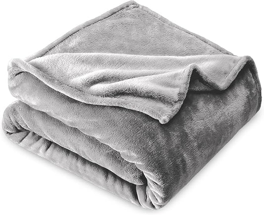 Bare Home Fleece Blanket - King Size - Ultra-Soft Lightweight for Bed, Sofa, and Couch - Luxury Microplush - Cozy Warm Blanket (King, Light Grey)