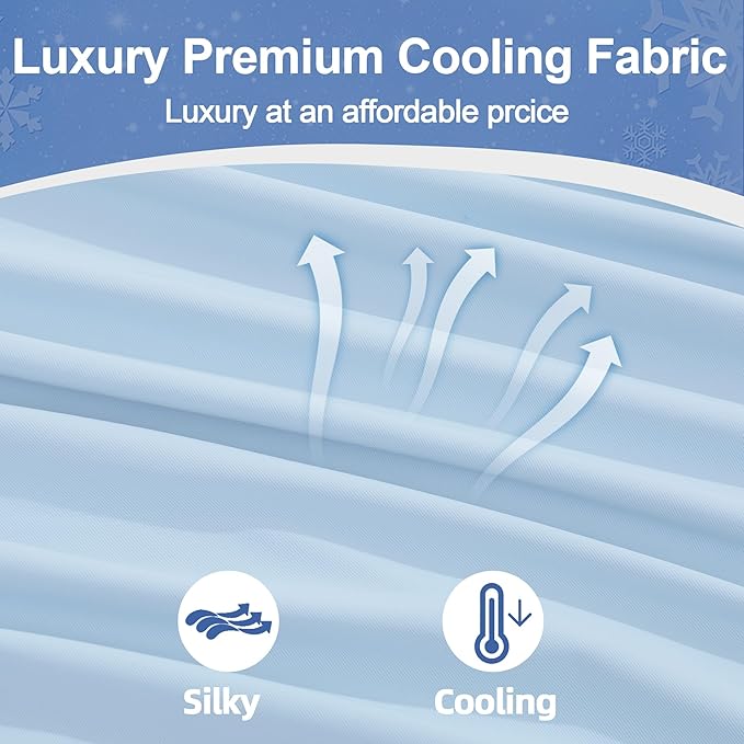 Cooling Pregnancy Pillow Cover (ONLY Pillowcase), Q-Max 0.4 U Shaped Luxurious Smooth Maternity Pillow Cover with Hidden Zip, Cool Large Pillow Protector for Side Hot Sleeper, Blue, 61x31 in