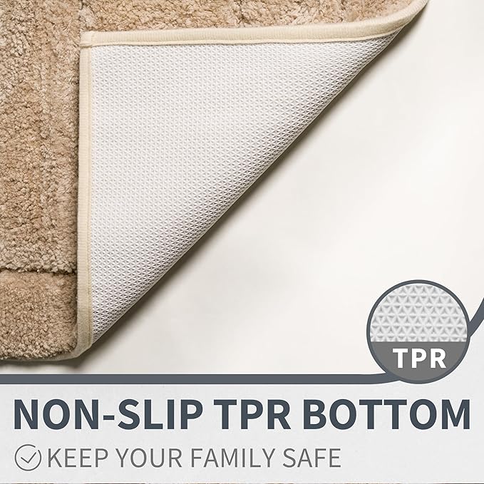 GRANNY SAYS Bathroom Rug Mat, Bath Mats for Bathroom Non-Slip, 24" x 36", Super Soft and Water Absorbent, Microfiber Bath Rugs, Machine Wash Dry, Large Rugs for Bath Floor, Khaki