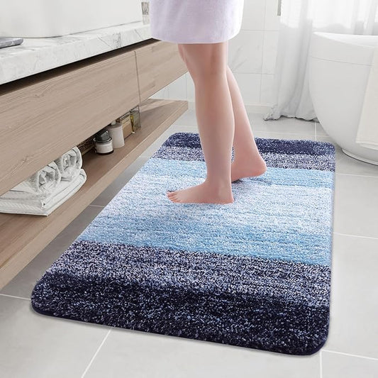 Arotive Microfiber Bathroom Rugs, Shaggy Soft and Absorbent Bath Rug, Non-Slip, Thick Plush Machine Washable Dry Bath Mats for Bathroom, Tub and Shower, 50x30, Blue